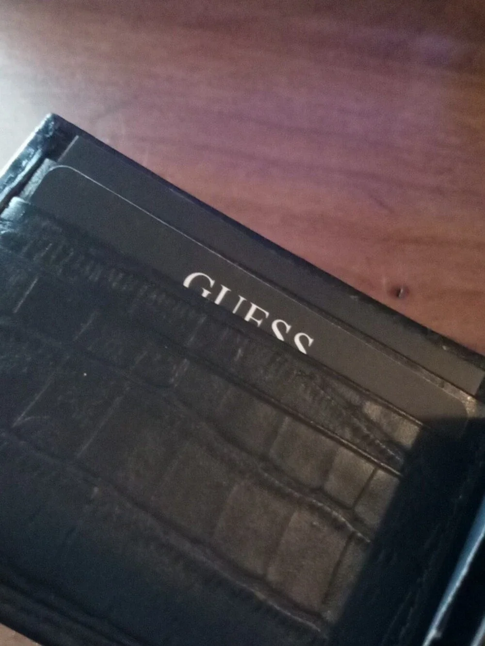 GUESS Black Croc-Embossed Leather Money Clip
